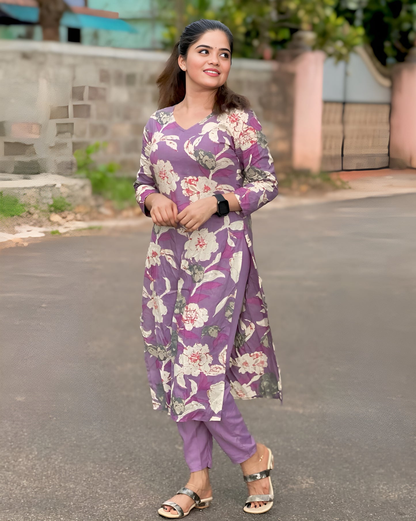 Floral design Kurta set 💜