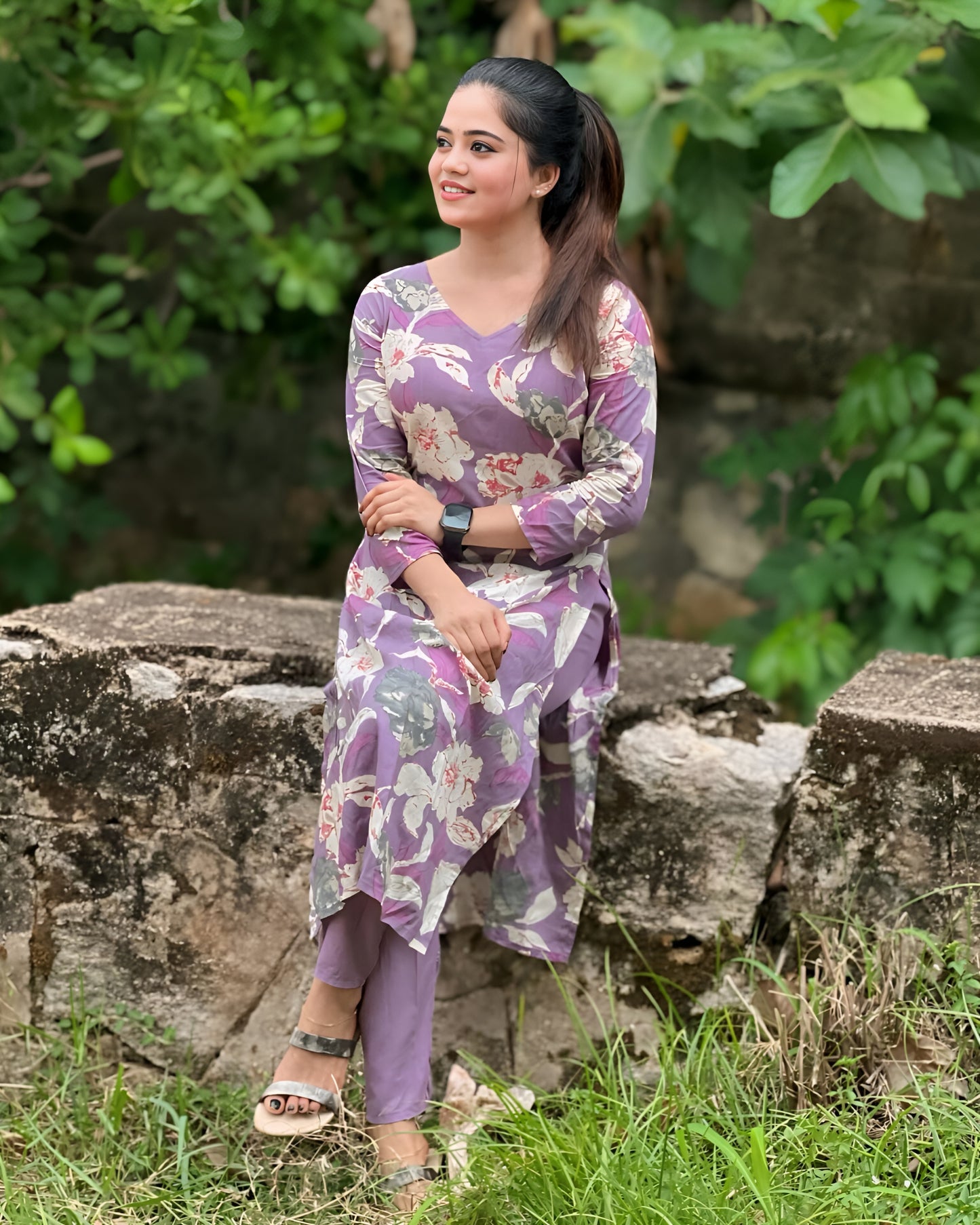 Floral design Kurta set 💜