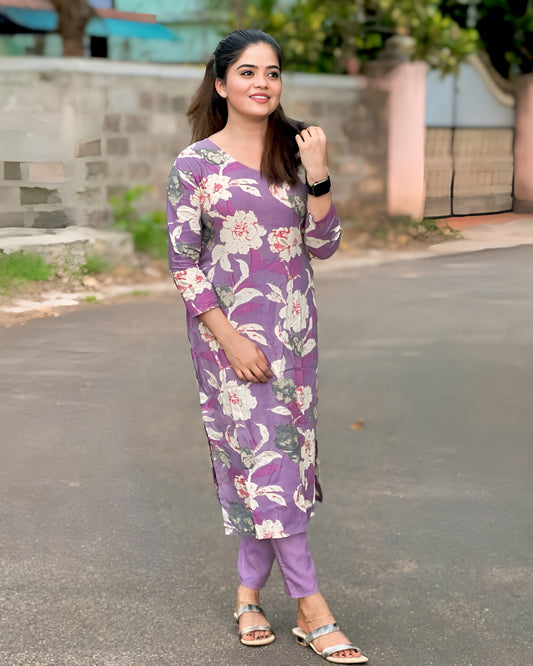 Floral design Kurta set 💜