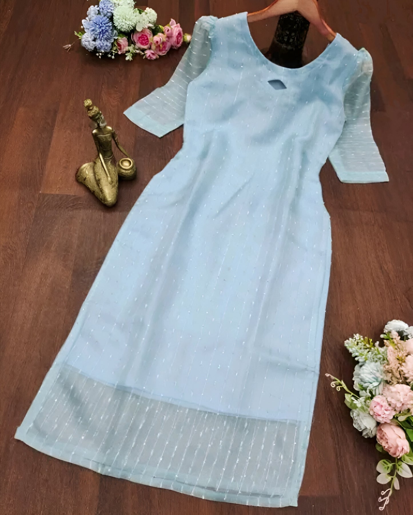 Blue Net Organza Kurti 💙