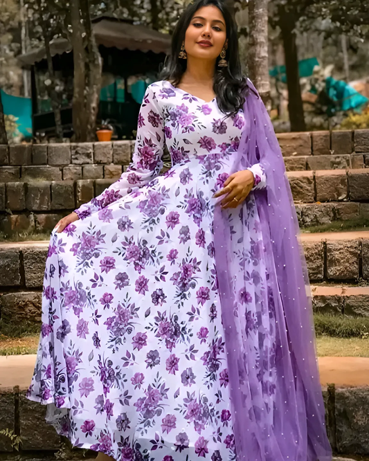 Lavender Gown With Duppatta 🖤