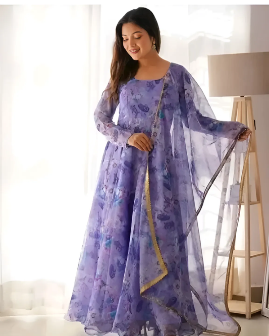 Lavender Gown With Duppatta