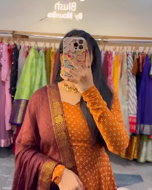 Orange Gown with Duppatta 🧡