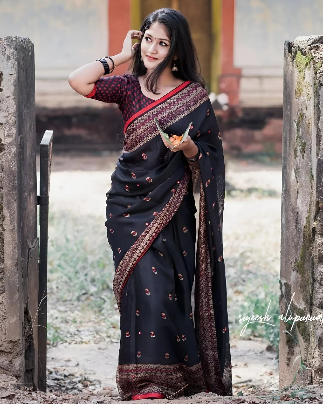 Jute Cotton Saree With Blouse 🖤(DB-003s)