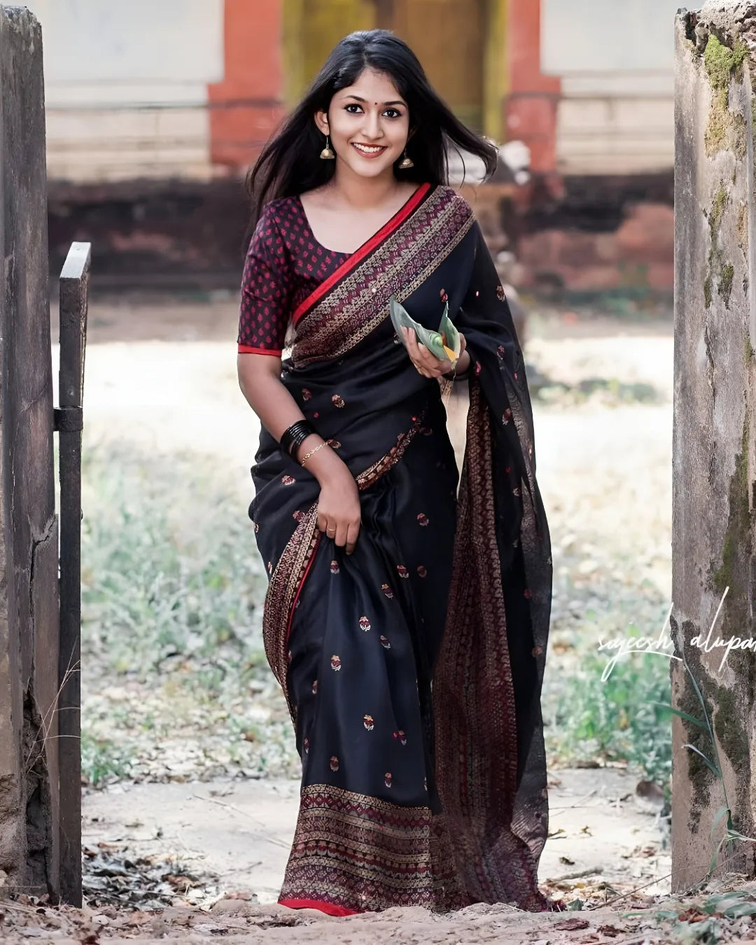 Jute Cotton Saree With Blouse 🖤(DB-003s)