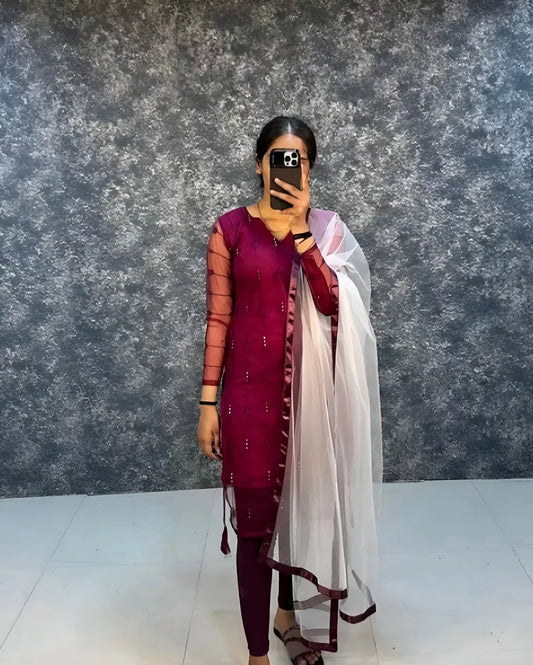 Net Kurti With Duppatta 🖤 (DB-KP-001)