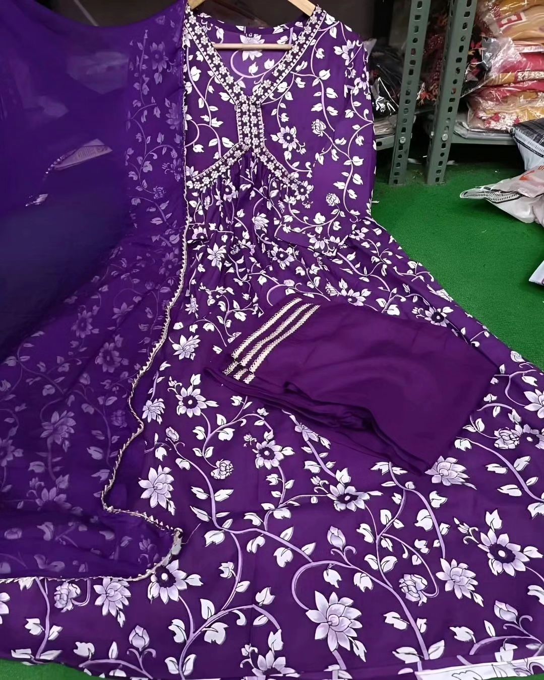 Violet Gown With Plain Duppatta💜