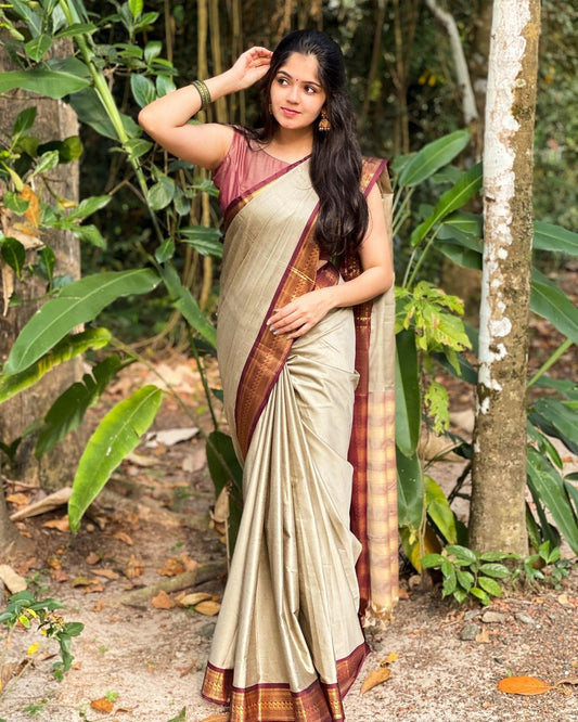 Beige Cotton Silk saree (DB-S-014)