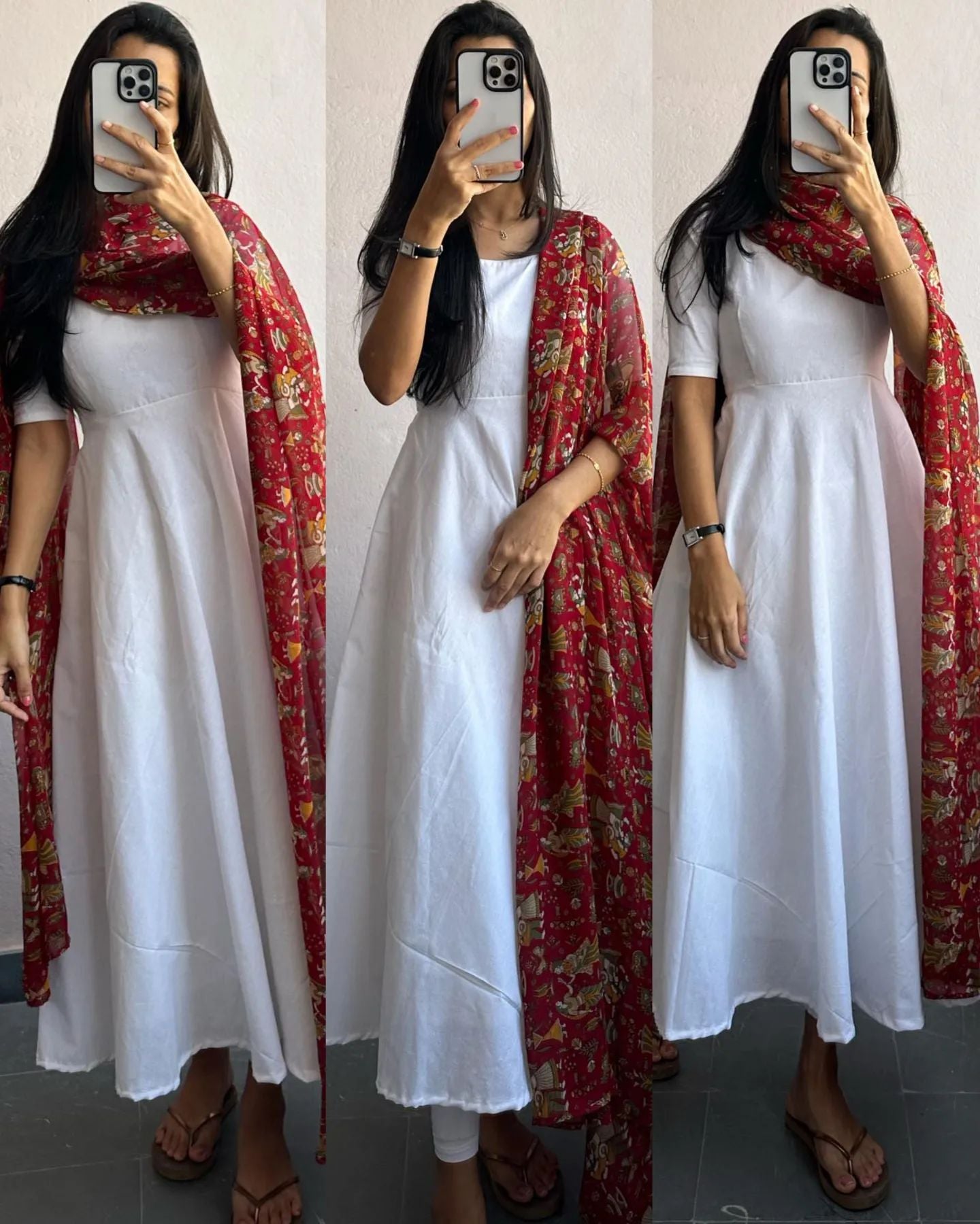 White Gown With kalamkari Duppatta❣️